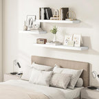 Vivelove White Floating Shelves Over Toilet, 24/36/48/55 Inch X 12 Deep Shelves for Room Wall Mounted, 2" Thick Floating Shelf for Living Room Bedroom Bathroom Kitchen Laundry Room, Set of 2