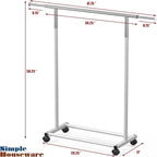 Simple Houseware Standard Rod Garment Rack, Silver