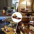 Scotte Ashtray Coaster Whiskey Glass Tray & Wooden Ash Tray with Cigar Cutter, Includes Drawer and Cigar Slot - Great for Home, Office or Outdoor Use (Deep Brown)