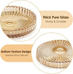 Modern Clear Coasters Set of 5- Glass Cute Coasters for Drinks Crystal Coaster Round Chic Cup Mat Cute Coffee Table Coaster for Kitchen, Bar, Dining Room, Living Room, Patio(Amber)