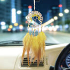 Pretty Jolly Small Tree of Life Crystal Stone Dream Catchers Yellow Feathers Mini Dreamcatchers for Cars Rear View Mirror Hanging Decoration Good Luck Travel Charm Bedroom Ornaments for Women Girls