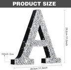 Qunclay 12'' Silver Crystal Diamond Bling Letters Crushed Diamond Decoration Wooden Glitter Letter with Screw and Hooks Rhinestone Gift for Wedding Y2k Mcbling Bedroom Wall Decor (Letter A)