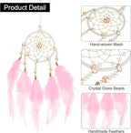 uxcell 2pcs Dream Catchers, Small Handmade Feather Dreamcatcher Supplies Car Charm with Crystal Beads Wall Hanging Decor for Home Car Decoration Ornament Women Friend Gift, Pink