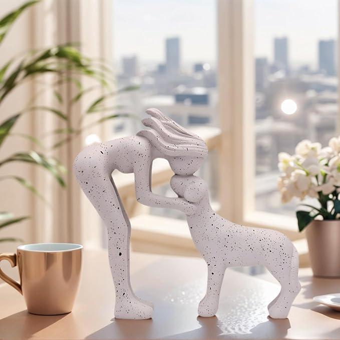 Modern Dog Sculpture - Home Decor Statue for Shelf, Desk & Living Room, Pet Memorial Gift for Dog Lovers, Minimalist Figurine Accent