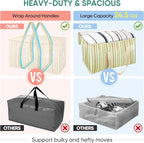 BALEINE 2-Pack Oversized Moving Bags with Reinforced Handles, Heavy-Duty Storage Tote for Clothes, Moving Supplies (Color Strip, 2-Pack)