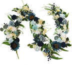 Idyllic 6 Ft Blue Rose Vine Garland - Artificial Spring Floral Garland for Wall Decor, Window, Mantle, Wedding, Home Decor - Faux Long Hanging Vine with Leaves