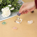 Hipiwe Acrylic Display Stand, Three Metal Peg Display Easel Small Acrylic Base for Sphere Crystal Ball Mineral Geodes Rock Agate Small Collectibles,Silver
