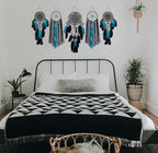 5 Pack Black Teal Dream Catchers Wall Decor Moon and Sun Feather Handmade Traditional Dreamcatchers Large Boho Macrame Wall Hanging for Bedroom Adult Native American Decor Bohemian Decorations