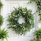 Jobflower 24 Inch Eucalyptus Wreath for Front Door, Artificial Greenery Wreath with Olive Fruit & Berries, Lush All Seasons Farmhouse Wall Decor for Spring Summer Year Round Outside Inside