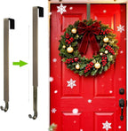 Wreath Hanger for Front Door, Adjustable from 15" to 25" Wreath Door Hanger for Christmas Fall Wreaths Decorations Hook, Brushed Nickel