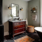 ANDY STAR Hand-Forged Black Bathroom Mirrors for Wall, 22x30 Inch Vintage Solid Steel Metal Frame Bathroom Vanity Mirror, Antique Rounded Rectangle Wall Mirror, Hangs Horizontally or Vertically