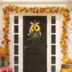 Sunflower Swag Lifelike Rustic with Green Leaves Garland Adornment Spring Summer Door Wreath Flower Swag for Holiday Window