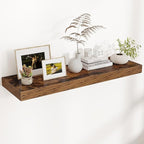 Venusmiles Floating Shelves for Wall, 40" W x 12" D x 2" H, 1 Pack of Long Wall Mounted Engineered Wood Shelves with Invisible Brackets for Living Room, Bedroom, Bathroom, Kitchen Decor, Brown