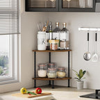 YINMIT Corner Shelf Stand, 2 Tier countertop Corner Organizer Shelf, Freestanding Corner Display Shelf for Small Spaces, Living Room, Bedroom, Bathroom, Kitchen, Office