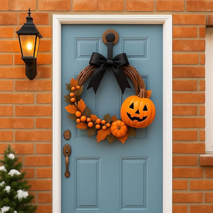 3 Pack Wreath Hangers for Front Door, Door Wreath Hanger on Glass, Window & Smooth Surfaces, Holiday Decoration Hook for Christmas, Thanksgiving, Halloween