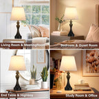 Seealle Touch Lamps for Nightstand - Bedside Lamps Set of 2, 3 Way Dimmable, USB C+A for Bedroom & End Tables (White&Black)