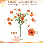 MACTING Artificial Fall Flowers for Outdoors 6 Bundles Faux Mums Outdoor Plants Fake Silk Flowers UV Resistant No Fade for Planters Front Door Porch Patio Home Indoor Outside Autumn Thanksgiving Decor