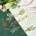 PH PandaHall 12pcs Dream Catcher Keychain Stone Key Chains Crystal Quartz Gemstone key Rings Feather Key Chain Dream Catcher Keyring Lucky Decor for Bag Home Hanging Ring Ornaments Car Pendant