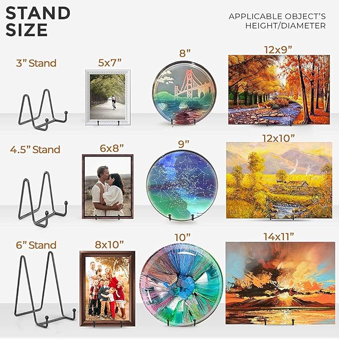 Display Stands Metal Frame for Picture Decorative Plates Book Photo Artistic Work Home Showrooms Ornaments Storage Stands with Shelves and Drawers (3 inch)
