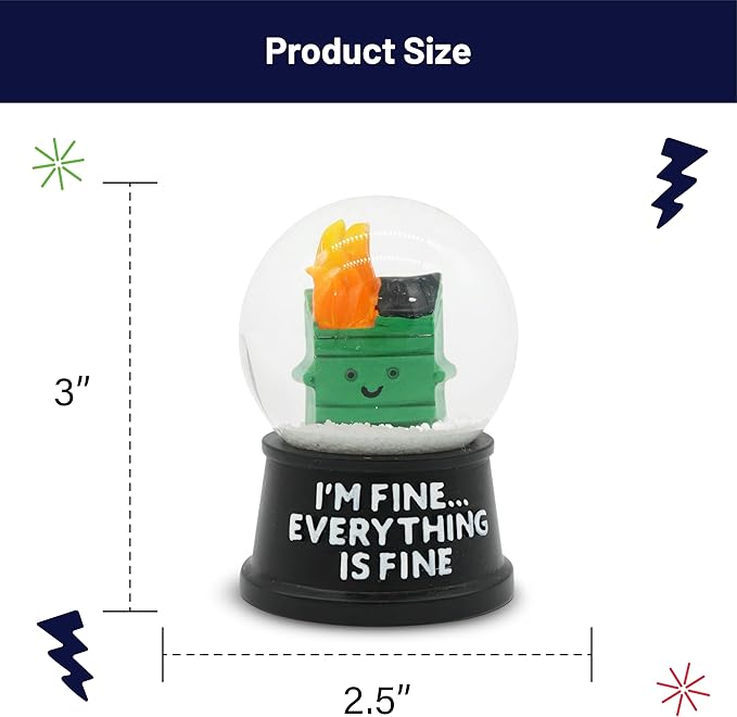 Funny Novelty Snow Globe – Quirky Mini Desk Gift for Office, Home, or Holiday – Unique Collectible Gag Gift for Friends and Coworkers - Dumpster Fire