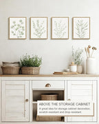 Drsoum Botanical Plant Framed Wall Art Boho Wall Decor for Bathroom Sage Green Eucalyptus Leaf Prints Minimalist Aesthetic Ready to Hang Set of 4, 8x10 in (Natural Framed)