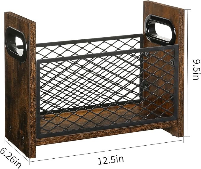 YINMIT Magazine Holder, Magazine Rack for Desktop and Home Office, Farmhouse File Storage Basket for Letters, Magazines, Books, Newspapers (Small)