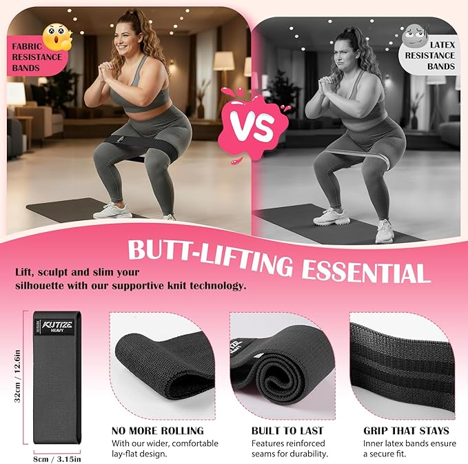 Ankle Resistance Bands with Cuffs & Fabric Resistance Bands Set - Legs & Glutes Workout Equipment for Women & Men, Home Gym Heavy Exercise Bands for Hip, Yoga, Strength Training, Rehab, Pilates