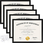 YixangDD 5 PACK Certificate Frames 8.5 x 11, Black Diploma Frame Document Frame with Clear Plexiglass, Picture Frames for Tabletop and Wall Display