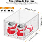 12 Pack Upgrade Harder Shoe Organizer, Shoe Storage with Magnetic Front Door, Clear Shoe Boxes Foldable Space-Saving Shoe Rack for Sneaker Boot Container, White