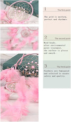 Handmade Homemade Beautiful Natural Feathers Double Pink Dream Catcher Wall Hanging Home Decoration