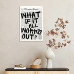 Drimiler Retro Black And White Newspaper Poster What If It All Works Out Canvas Wall Art Positive Affirming Quote Minimalist Prints Painting For Home Bedroom Dorm Wall Decor 8x12in Wframed