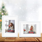 Egofine A4 Picture Frames Set of 4, Made of Solid Wood Covered by Plexiglass 5x7 and 6x8 with Mat or A4 whitout Mat, for Table Top Display and Wall Mounting Photo Frame White