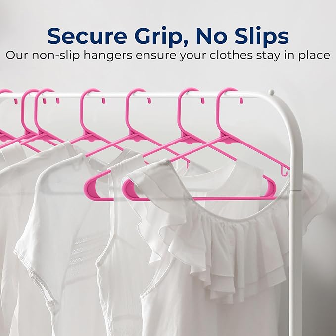 SereneLife 150 Pack Plastic Hangers, Non-Slip, Space-Saving Closet Organizers, Durable and Strong for Shirts, Sweaters, Hoodies, Kids Clothes & Dresses, Ultra-Thin, Lightweight