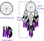 Purple and Black Dream Catcher Large Dream Catchers Wall Decor Handmade Feather Dreamcatcher Wall Hanging Ornament for Bedroom Living Room Home Decor