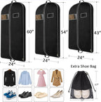 BALEINE 1PK Heavy Duty Garment Bag with Shoe Storage Travel Bag for Dresses, Suit, Coats Travel Essential (43", Black) (Pack of 2)