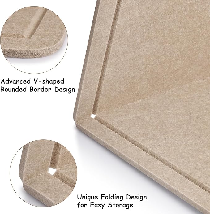 Foldable Large Bulletin Board, 72x48 Inches Cork Board Alternative, Large Felt Board Decorative Pin Board for Wall, Foldable Photo Board Self-Adhesive Vision Board with 36 Pushpins Khaki