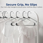 SereneLife 50 Pack Plastic Hangers, Non-Slip, Space-Saving Closet Organizers, Durable and Strong for Shirts, Sweaters, Hoodies, Kids Clothes & Dresses, Ultra-Thin, Lightweight