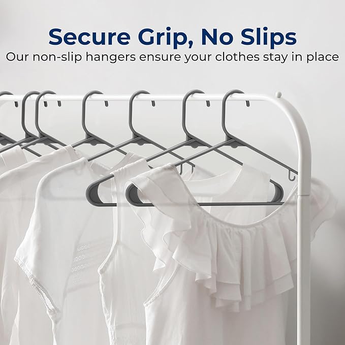 SereneLife 30 Pack Plastic Hangers, Non-Slip, Space-Saving Closet Organizers, Durable and Strong for Shirts, Sweaters, Hoodies, Kids Clothes & Dresses, Ultra-Thin, Lightweight