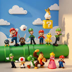 18 Pcs Mario Figurines Set, Mario Mini Collection Figures, Ideal for Cake Toppers & Party Scene Decor