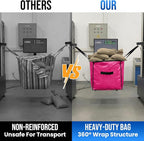 TAILI 8 Pack Pink Extra Large Moving Bags, Heavy Duty Totes with Visible Window, Wrap Around Handles, Space-Saving Storage, Alternative to Moving Boxes