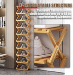 The 9-Tier No-Assembly Bamboo Rack, 2-9 Tier Folding Shoe Storage Rack, Space-Saving Organizer for Shoes, No Assembly Narrow Shoe Shelf for Entryway Closet Dorm (Brown, 9 Tier)