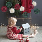 EASY JOY Red White Green Christmas Hanging Decorations - 9Pcs 3D Christmas Tree Paper Hanging Decor Snowflake Ornaments Christmas Decorations Outdoor Indoor for Xmas Party New Year Window Door