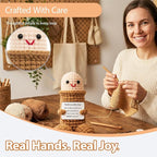 Funny Positive Crochet Gifts Emotional Support Stuffed Doll for Friends Men Women,White Elephant