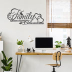 Family Where Life Begins Love Never Ends Word Wall Art Decor, Black Family Metal Wall Sign with Butterflies Heart, Iron Letters Hanging Sculpture for Kitchen Living Room Decoration (A)