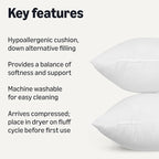 Amazon Basics Square Hypoallergenic Pillow Insert, Sofa Bed Couch Decorative Stuffer, 26", 2 Pack
