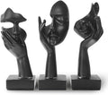 aboxoo 3 Pcs Thinker Statue, No Hear No See No Speak Modern Resin Sculptures Decor, Silence is Gold Abstract Art Figurines for Living Room, Home, Office Study (Black)