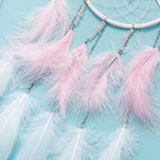 Pink Butterflies Dream Catcher Handmade Colorful Feather Dream Catchers Wall Decoration for Girls Kids ，Beautiful Wall Art. Great Decoration for Bedroom,Baby Tent,Sitting Room,Balcony,Party.