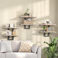 HOOBRO Floating Shelves, 15 Inch Wall Shelf Set of 3, Wall Mounted Storage Shelves 2-Tier, Hanging Bathroom Shelves, for Living Room, Bedroom, Bathroom, Kitchen, Greige and Black BG32BJP301
