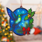 Christmas Ornaments 2026 – Hummingbird Suncatcher Window Hanging Decoration, Hummingbird Christmas Ornament for Holiday Tree, Unique Handmade Gift Idea, Beautiful Glass Style Ornament for Bird Lovers