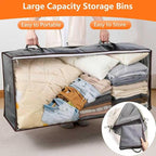 90L Under Bed Storage Containers,4-Pack Closet Organizers and Storage Bins,for Organization and Storage Clothes, Shoes, Blankets & Pillows,Visible Transparent Top Storage Bins with Lids,Black